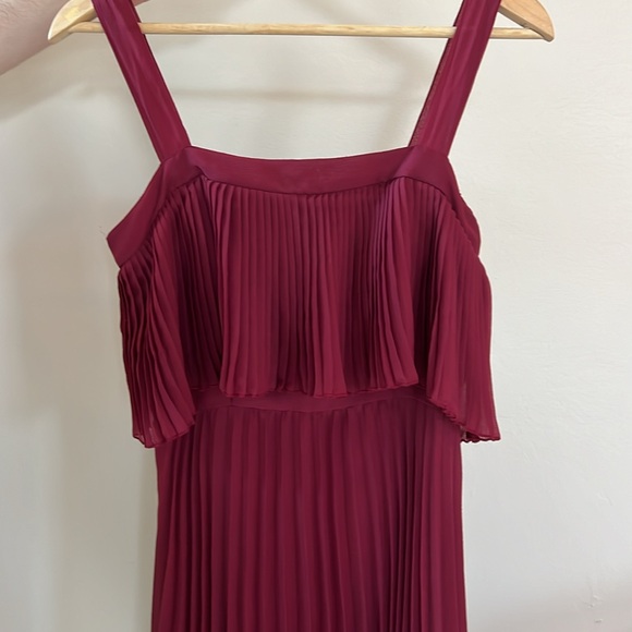 ASOS Pleated Strapped Midi Dress Size US6 EU38 UK10 Deep Burgundy Bourdeux Color - Picture 3 of 8